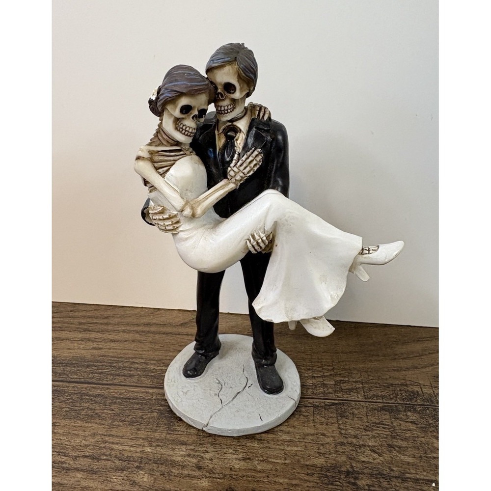 Skeleton Wedding Couple Bride and Groom Day of The Dead 6" Figurine Halloween
